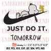 Nike Snoopy Holding Rose Embroidery Design, Snoopy Valentine Embroidery Digitizing Pes File