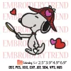 Peanuts Valentines Letter Snoopy Embroidery Design, Peanuts Valentines Day Embroidery Digitizing Pes File