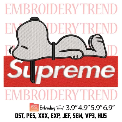 Supreme Snoopy Sleep Embroidery Design, Peanuts Snoopy Embroidery Digitizing Pes File