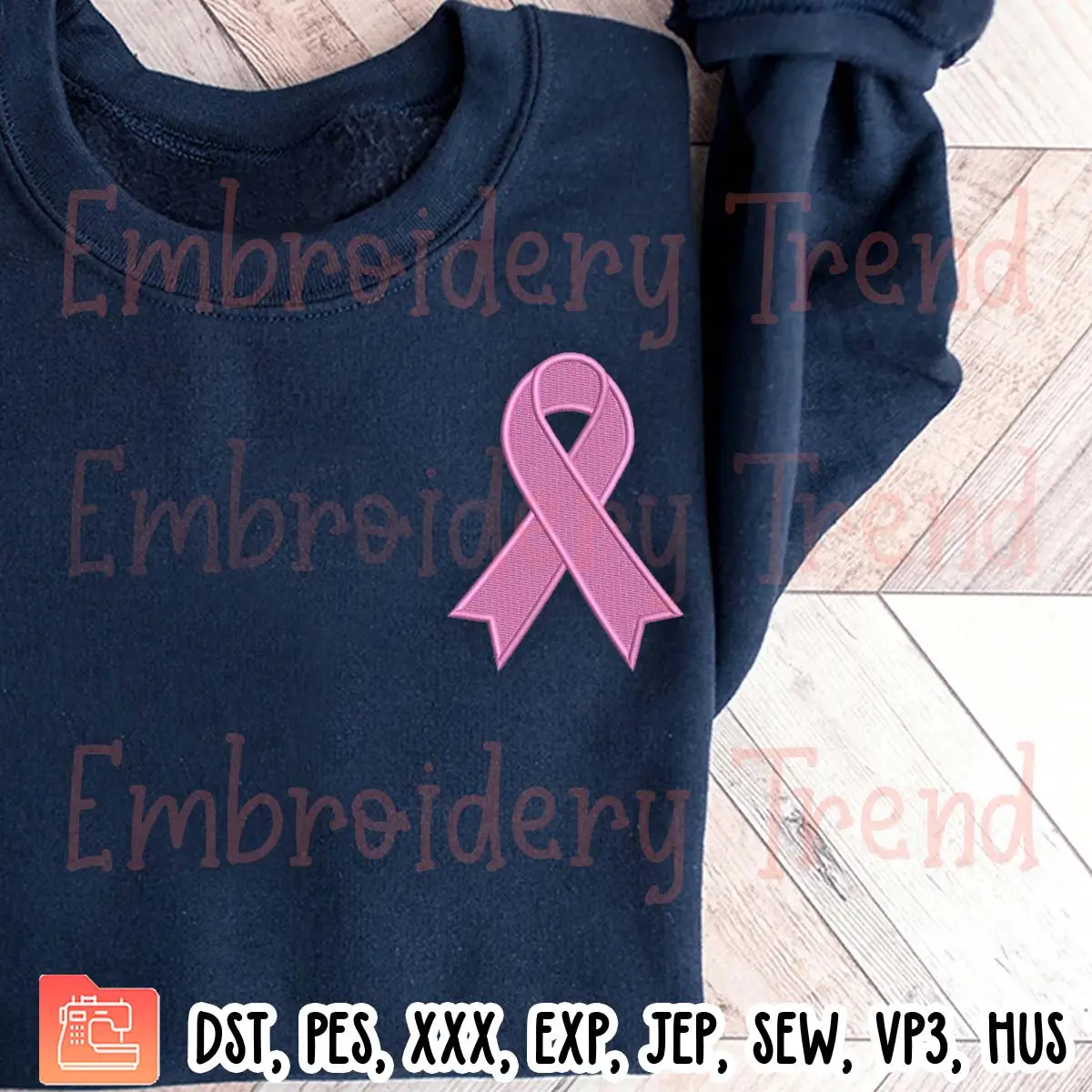 Cancer Awareness Ribbon Embroidery Design, Cancer Pink Ribbon Embroidery Digitizing Pes File