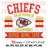 Chiefs Super Bowl LVIII Champions Embroidery Design, NFL Football Embroidery Digitizing Pes File