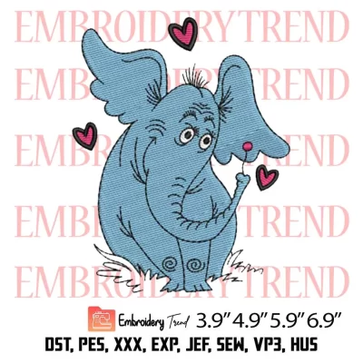 Dr Seuss Horton Embroidery Design, Horton Elephant Embroidery Digitizing Pes File