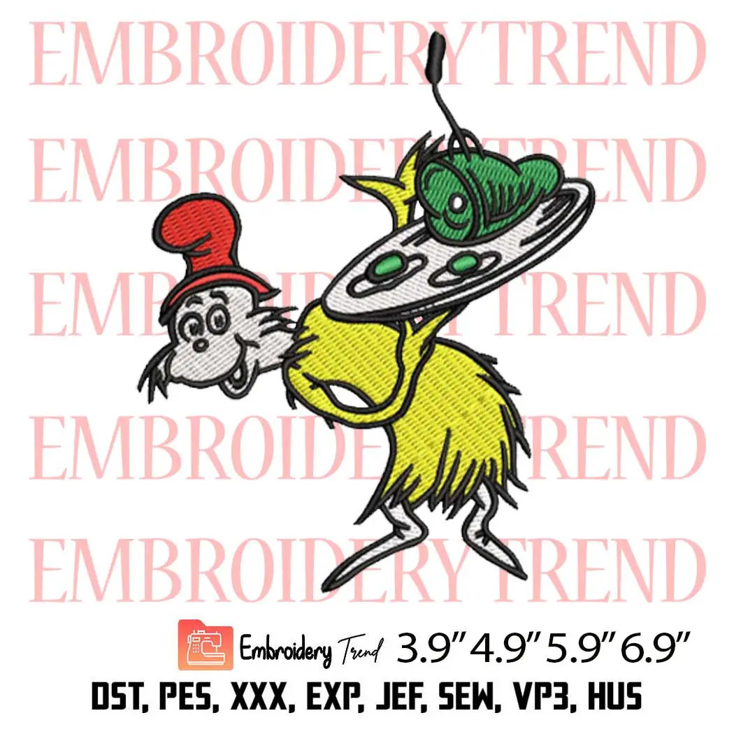 Dr Seuss Sam I Am Embroidery Design, Green Eggs And Ham Embroidery Digitizing Pes File