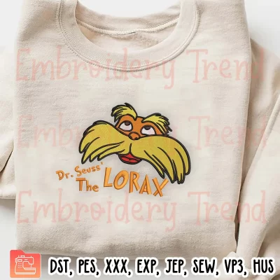 Dr Seuss The Lorax Embroidery Design, The Lorax Face Embroidery Digitizing Pes File