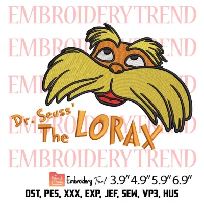 Dr Seuss The Lorax Embroidery Design, The Lorax Face Embroidery Digitizing Pes File