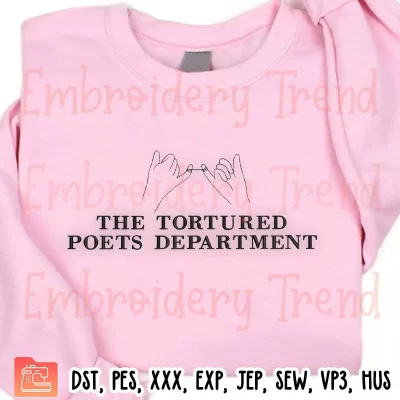 Hands The Tortured Poets Department Embroidery Design, Taylor Swift Album Embroidery Digitizing Pes File