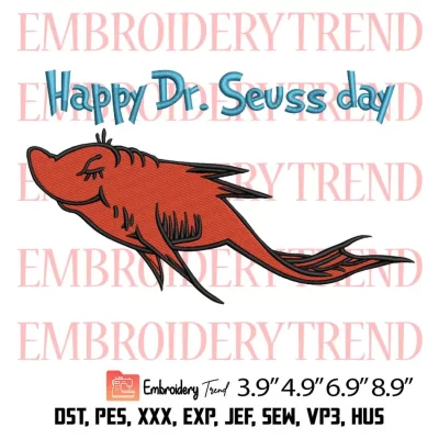 I Love Dr Seuss Embroidery Design, Green Fish Red Fish Blue Fish Embroidery Digitizing Pes File
