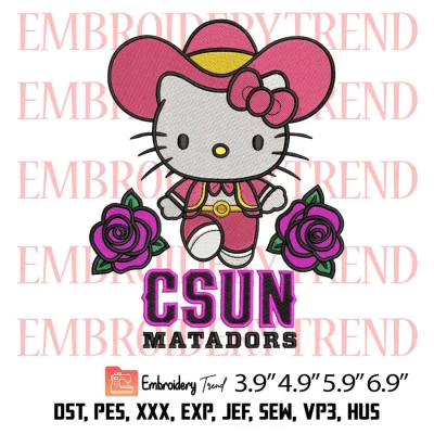 Hello Kitty Csun Matadors Embroidery Design, Hello Kitty Embroidery Digitizing Pes File