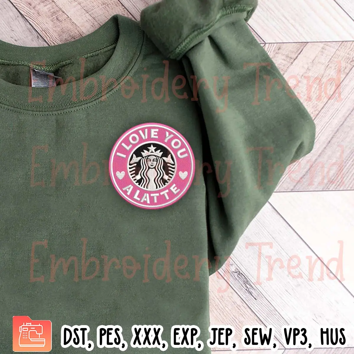 I Love You A Latte Starbucks Embroidery Design, Coffee Starbucks Embroidery Digitizing Pes File