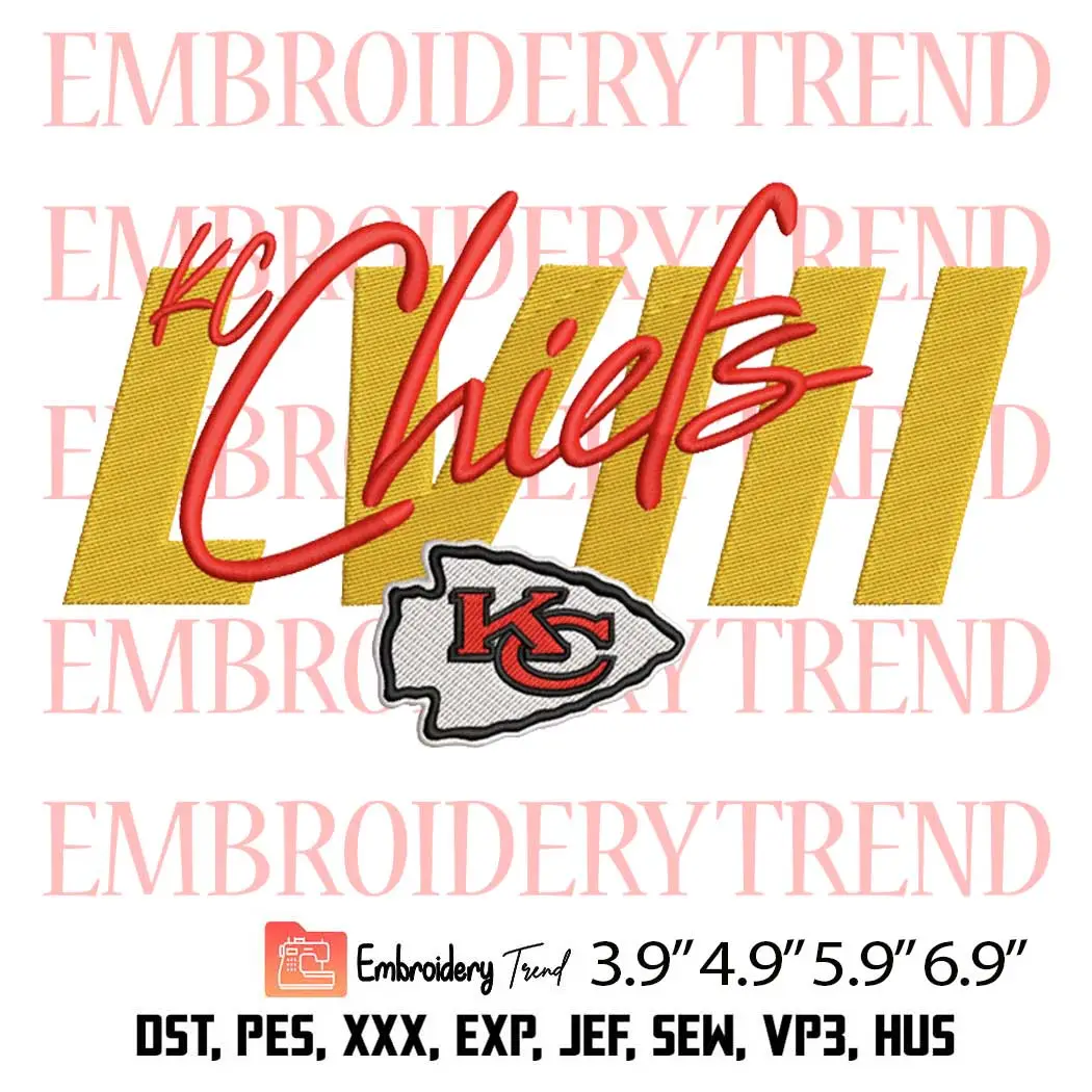 KC Chiefs LVIII Logo Embroidery Design, NFL Football Embroidery Digitizing Pes File