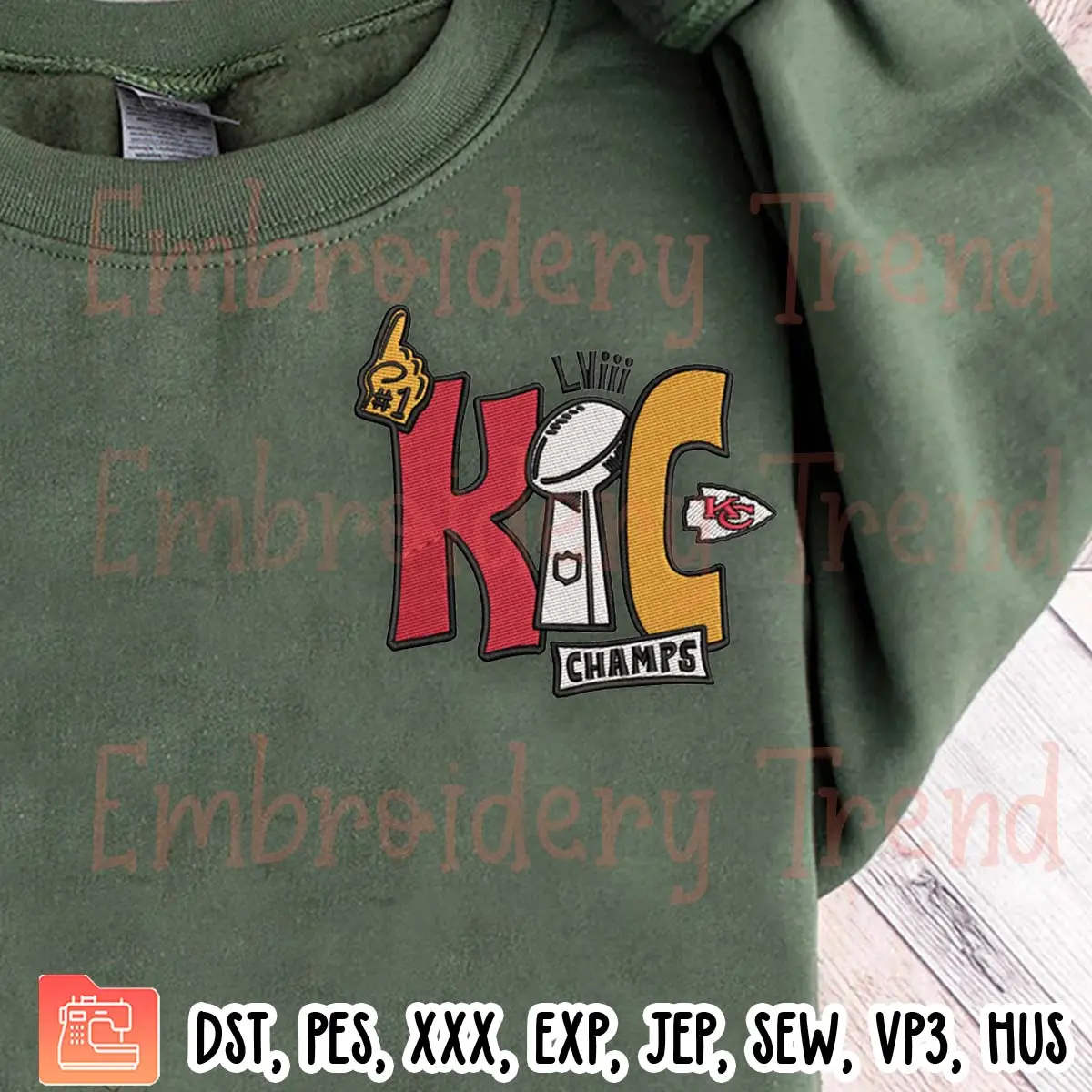 Kansas City Chiefs Super Bowl LVIII Champs Embroidery Design, Super Bowl 2024 Embroidery Digitizing Pes File