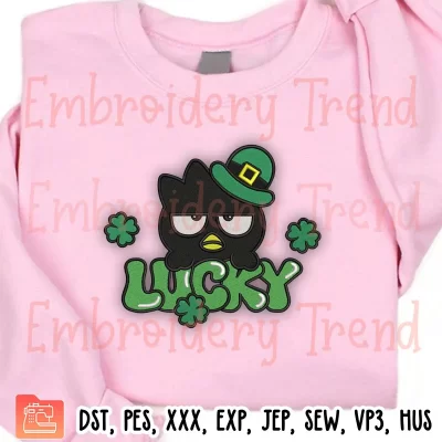 Badtz Maru Lucky Embroidery Design, St Patrick Badtz Maru Shamrocks Embroidery Digitizing Pes File