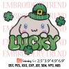 Hello Kitty Lucky Embroidery Design, St Patrick Hello Kitty Shamrocks Embroidery Digitizing Pes File