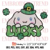 Chococat Lucky Embroidery Design, St Patrick Chococat Shamrocks Embroidery Digitizing Pes File