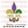 2024 Mardi Gras Embroidery Design, Happy Mardi Gras Embroidery Digitizing Pes File
