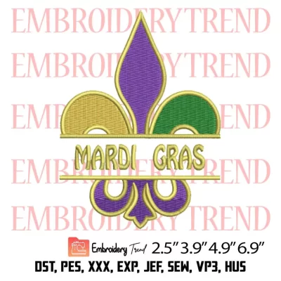 Little Miss Mardi Gras Unicorn Embroidery Design, Mardi Gras Embroidery Digitizing Pes File