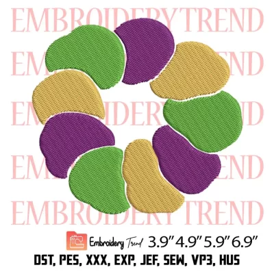 Mardi Gras Jester Hat Embroidery Design, Mardi Gras Embroidery Digitizing Pes File