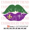 Mardi Gras Dripping Lips Embroidery Design, Mardi Gras Embroidery Digitizing Pes File
