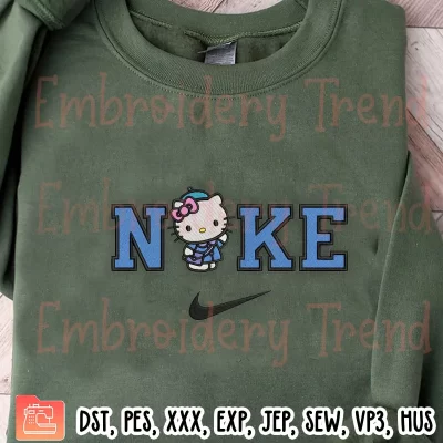 Nike Hello Kitty School Embroidery Design, Funny Hello Kitty Embroidery Digitizing Pes File