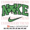 Shamrock Swoosh Logo Embroidery Design, Nike Four Leaf Clover Embroidery Digitizing Pes File
