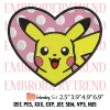 Pikachu Holding Heart Embroidery Design, Pikachu Valentine Embroidery Digitizing Pes File