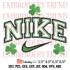 St Patricks Day Swoosh Dripping Logo Embroidery Design, Leaf Clover Nike Embroidery Digitizing Pes File