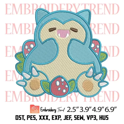 Snorlax Pokemon Cute Embroidery Design, Funny Snorlax Cartoon Anime Embroidery Digitizing Pes File