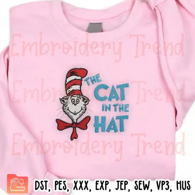 The Cat in the Hat Dr Seuss Embroidery Design, Dr Seuss Day Embroidery Digitizing Pes File