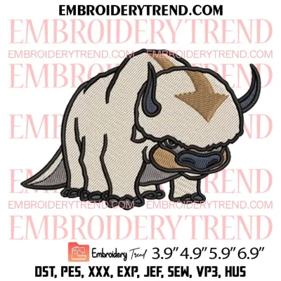 Appa Chipi Embroidery Design, Avatar Anime Embroidery Digitizing Pes File