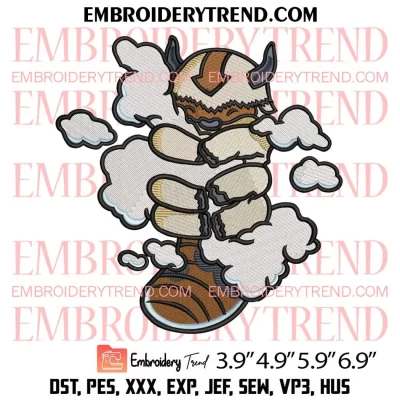 Appa Chipi Embroidery Design, Avatar Anime Embroidery Digitizing Pes File