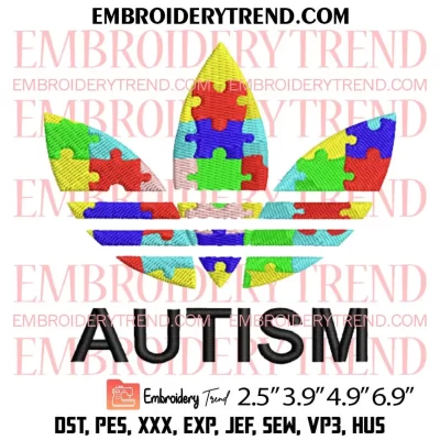 Autism Embroidery Design, Autism Puzzle Embroidery Digitizing Pes File