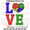 Accept Love Understand Advocate Embroidery Design, Autism Awareness Heart Embroidery Digitizing Pes File