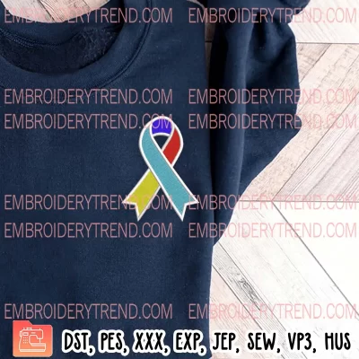 Autism Awareness Ribbon Embroidery Design, Autism Ribbon Embroidery Digitizing Pes File