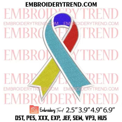 Autism Awareness Ribbon Embroidery Design, Autism Ribbon Embroidery Digitizing Pes File