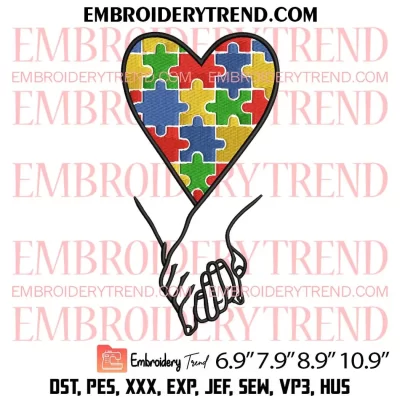 Autism Embroidery Design, Autism Puzzle Embroidery Digitizing Pes File
