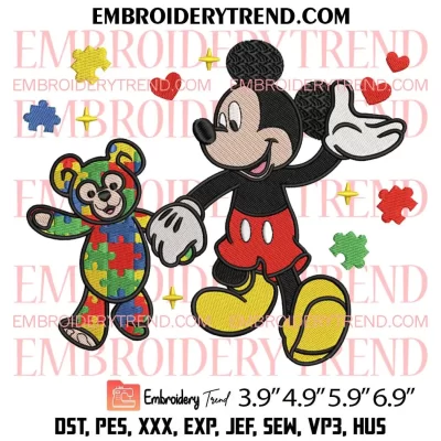 Autism Heart Hands Embroidery Design, Autism Awareness Month Embroidery Digitizing Pes File