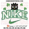 Hello Kitty St Patricks Day x Nike Embroidery Design, Hello Kitty Shamrocks Embroidery Digitizing Pes File