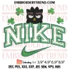 Chococat St Patricks Day x Nike Embroidery Design, Chococat Shamrocks Embroidery Digitizing Pes File