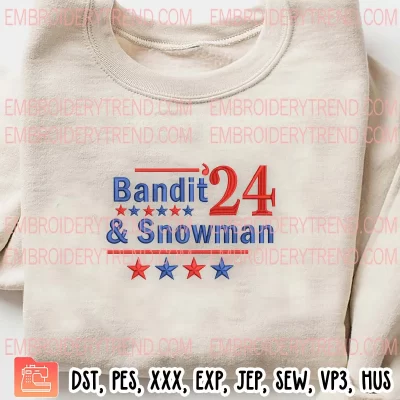 Bandit And Snowman 2024 Election Embroidery Design, Bandit Snowman 24 Embroidery Digitizing Pes File