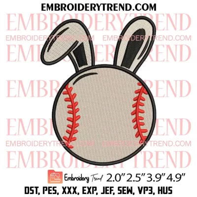 Baseball Bunny Embroidery Design, Easter Sport Embroidery Digitizing Pes File