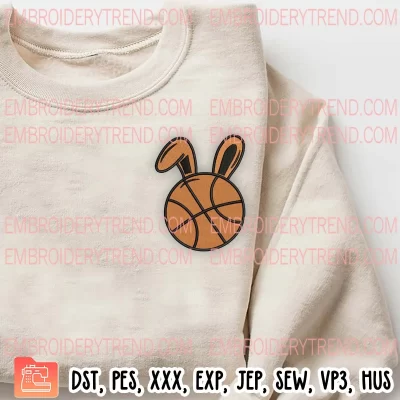 Basketball Bunny Embroidery Design, Easter Sport Embroidery Digitizing Pes File