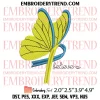 Down Syndrome Awareness Butterfly Embroidery Design, Butterfly With Ribbon Embroidery Digitizing Pes File