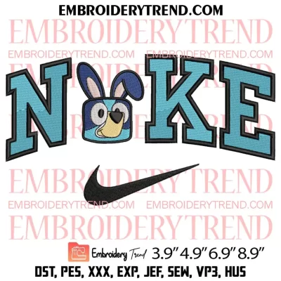 Bluey Bunny Face x Nike Embroidery Design, Cartoon Easter Day Embroidery Digitizing Pes File
