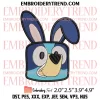 Bunny Bingo Heeler Face Embroidery Design, Bluey Easter Day Embroidery Digitizing Pes File