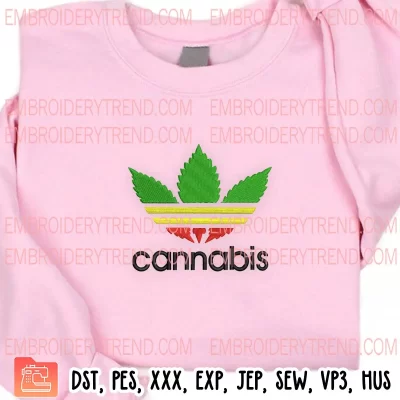 Cannabis Embroidery Design, Marijuana Cannabis Leaf Embroidery Digitizing Pes File