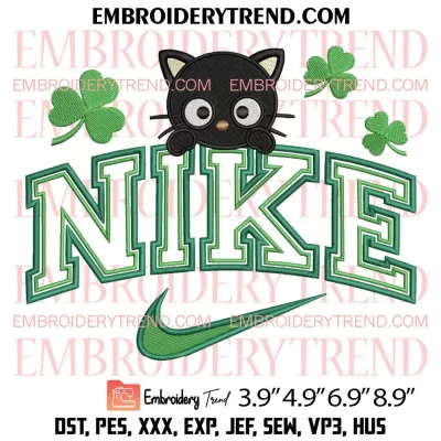 Badtz Maru St Patricks Day x Nike Embroidery Design, Badtz Maru Shamrocks Embroidery Digitizing Pes File