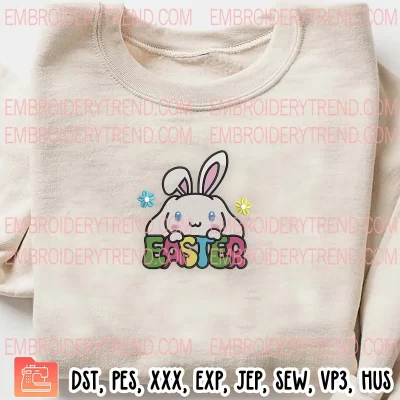 Cinnamoroll Easter Bunny Embroidery Design, Sanrio Easter Day Embroidery Digitizing Pes File