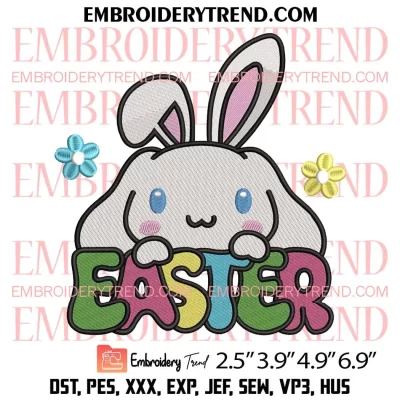 Cinnamoroll Easter Bunny Embroidery Design, Sanrio Easter Day Embroidery Digitizing Pes File
