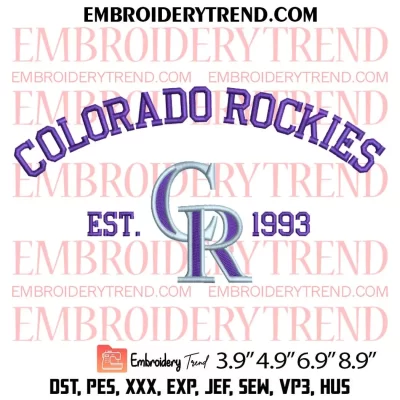 Colorado Rockies Embroidery Design, MLB Logo Baseball Embroidery Digitizing Pes File