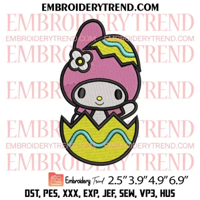 Cute Hello Kitty Easter Egg Embroidery Design, Kitty Happy Easter Embroidery Digitizing Pes File